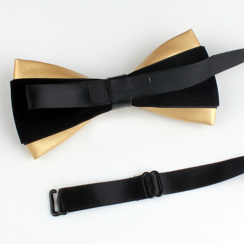 Juego de 2 pajaritas con alfiler de ciervo de cuero sintético con decoración de cristal para hombre