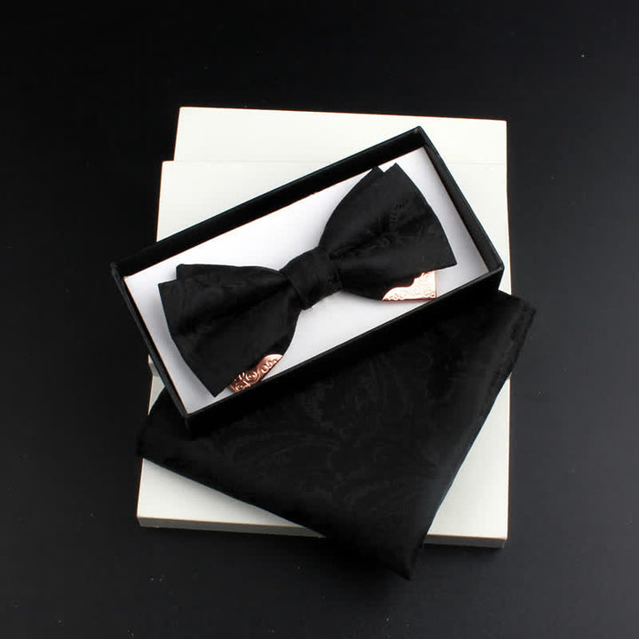 Conjunto de 2 pajaritas con doble capa de cachemira y decoraciones de metal dorado para hombre