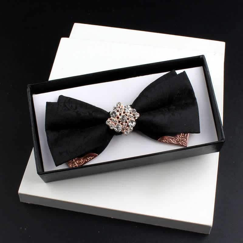 Conjunto de 2 pajaritas con doble capa de cachemira y decoraciones de metal dorado para hombre