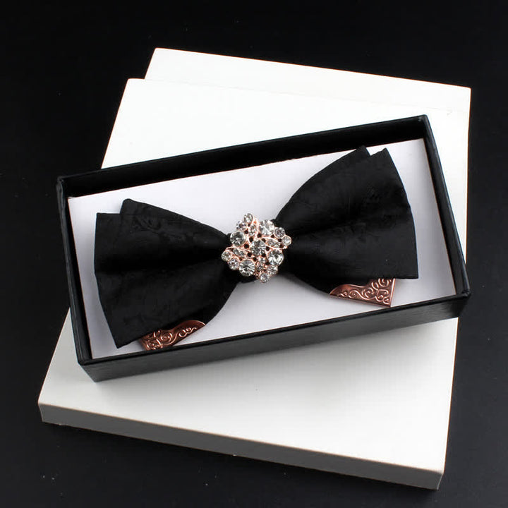 Conjunto de 2 pajaritas con doble capa de cachemira y decoraciones de metal dorado para hombre