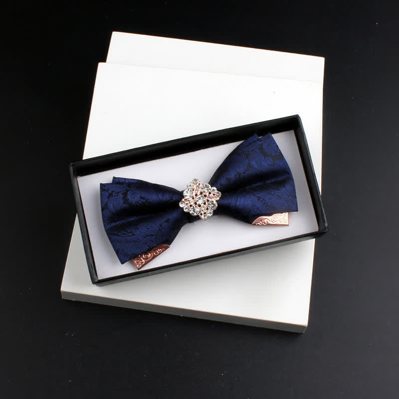 Conjunto de 2 pajaritas con doble capa de cachemira y decoraciones de metal dorado para hombre