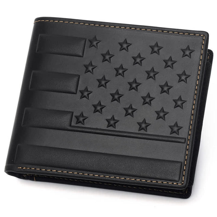 Cartera de cuero con la bandera patriótica de Estados Unidos en relieve