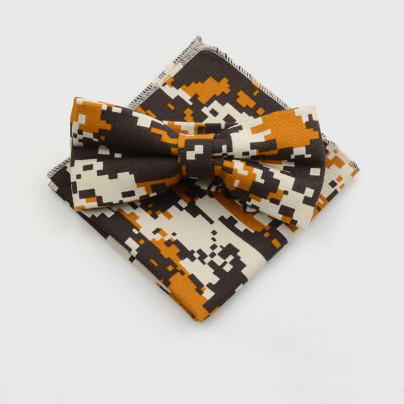 Conjunto de 2 pajaritas y pañuelos de algodón con estampado de flores de cachemira para hombre