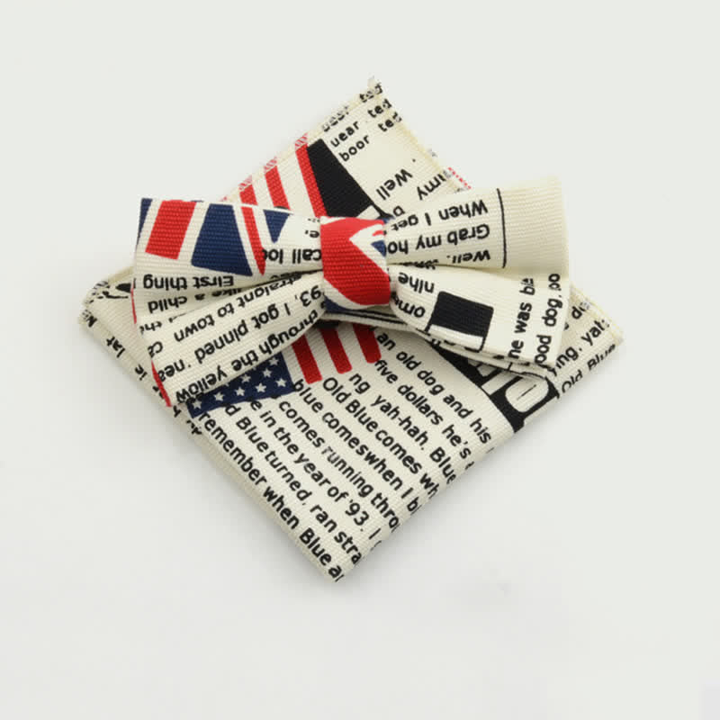 Conjunto de 2 pajaritas y pañuelos de algodón con estampado de flores de cachemira para hombre