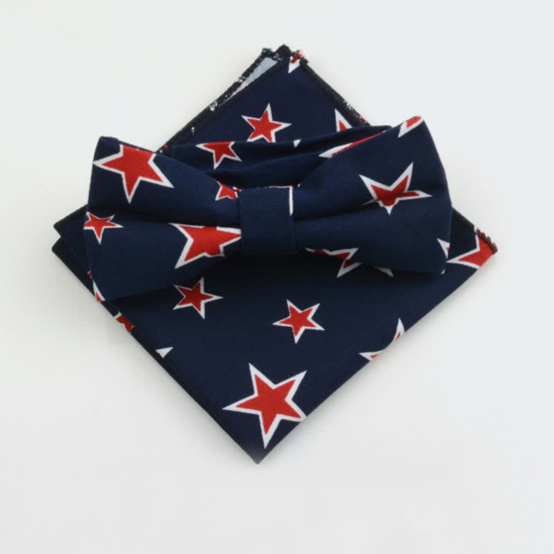 Conjunto de 2 pajaritas y pañuelos de algodón con estampado de flores de cachemira para hombre