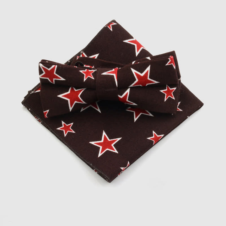 Conjunto de 2 pajaritas y pañuelos de algodón con estampado de flores de cachemira para hombre