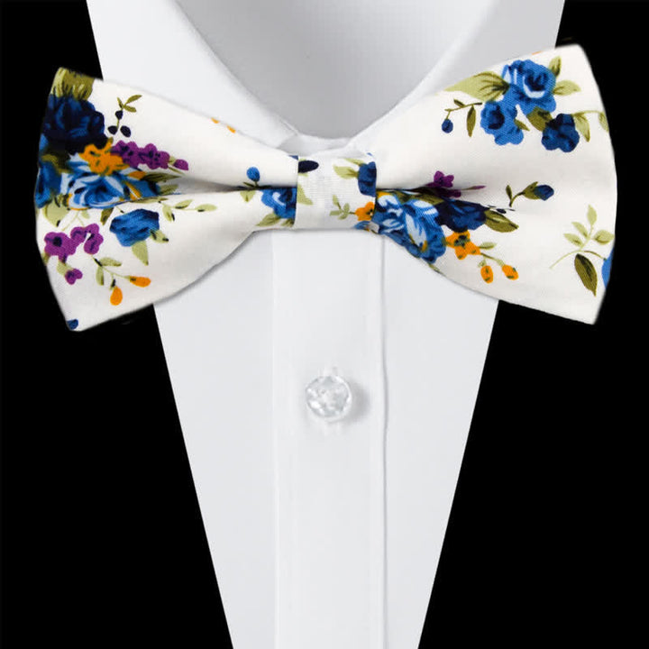 Conjunto de 3 corbatas de lazo de algodón con estampado de cachemira y flores para hombre