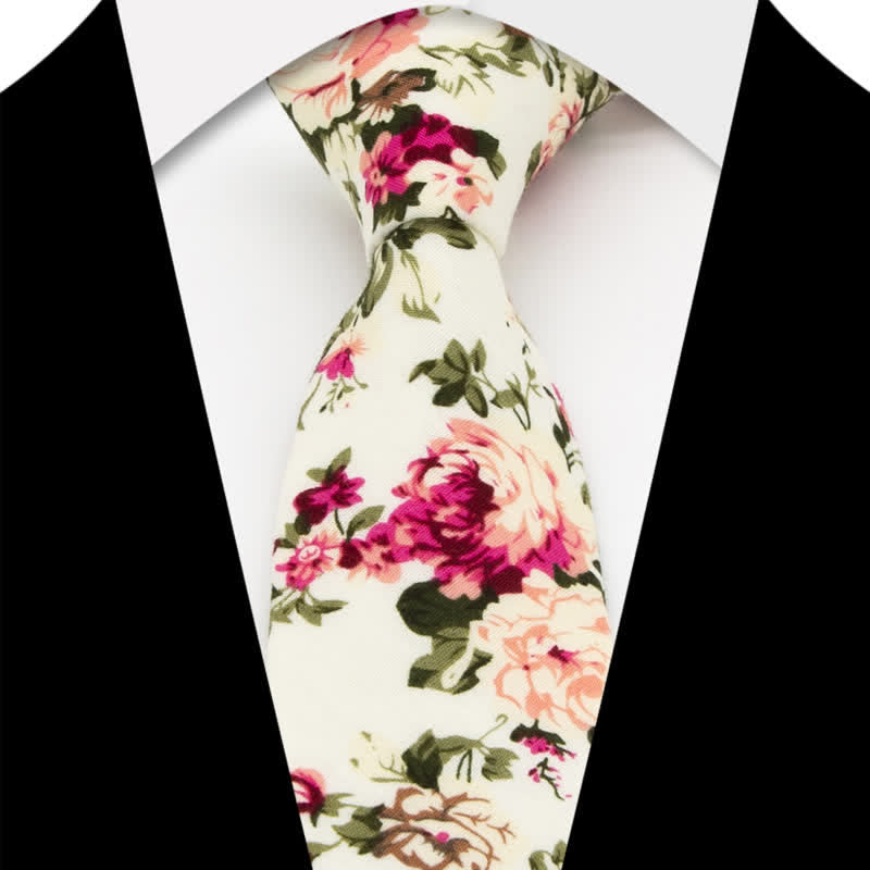 Conjunto de 3 corbatas de lazo de algodón con estampado de cachemira y flores para hombre