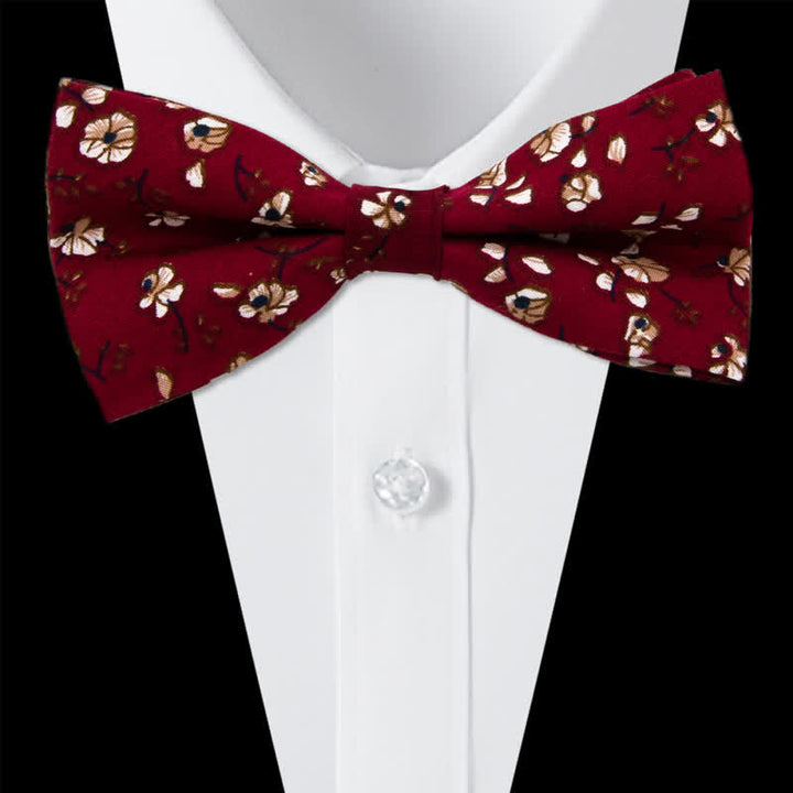 Conjunto de 3 corbatas de lazo de algodón con estampado de cachemira y flores para hombre