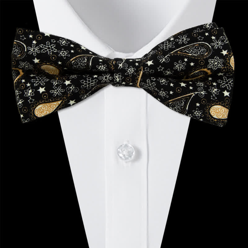 Conjunto de 3 corbatas de lazo de algodón con estampado de cachemira y flores para hombre