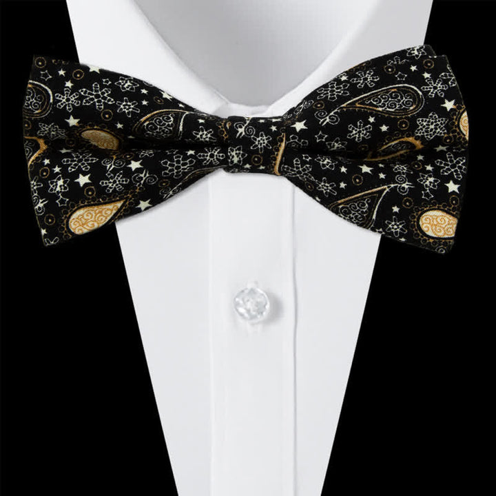 Conjunto de 3 corbatas de lazo de algodón con estampado de cachemira y flores para hombre