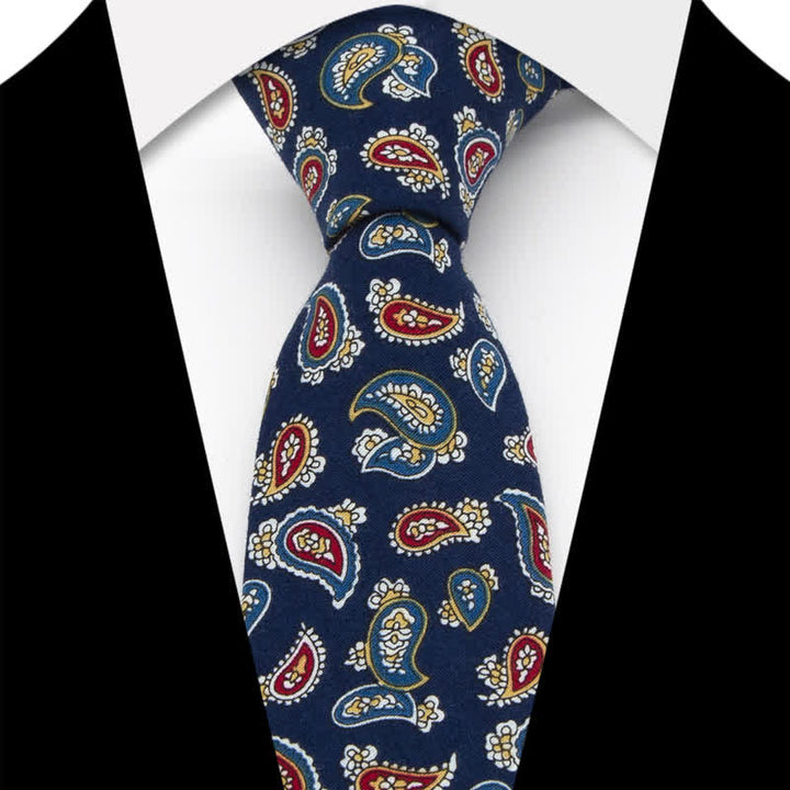 Conjunto de 3 corbatas de lazo de algodón con estampado de cachemira y flores para hombre