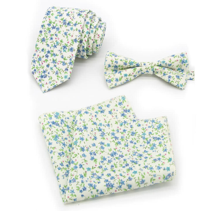 Conjunto de 3 corbatas de lazo de algodón con estampado de cachemira y flores para hombre