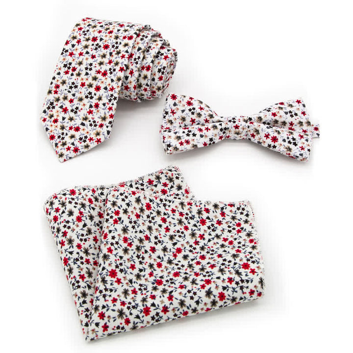 Conjunto de 3 corbatas de lazo de algodón con estampado de cachemira y flores para hombre