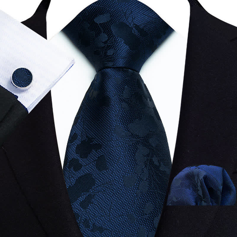 Conjunto de 3 corbatas para hombre con estampado de flores oscuras en azul medianoche