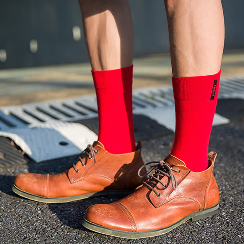Calcetines de algodón estilo británico para caballeros de color liso para hombre