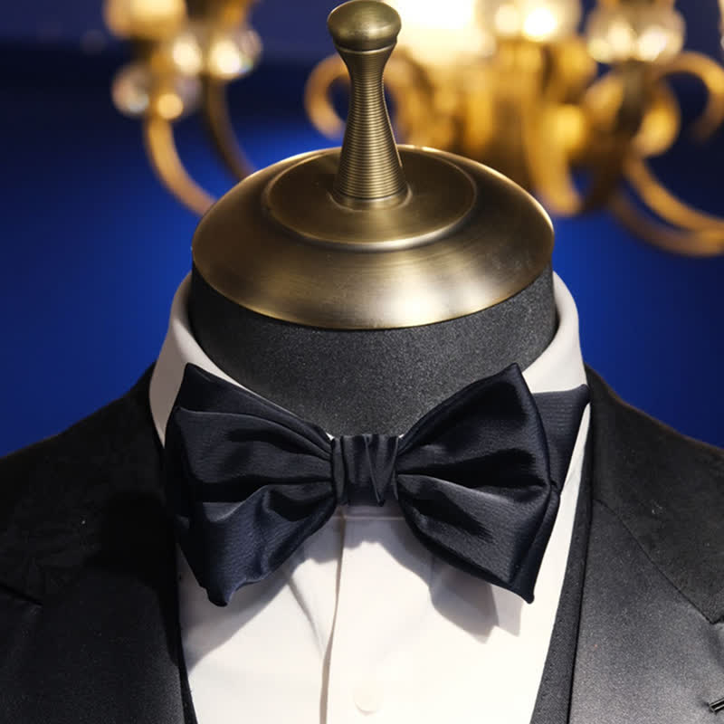 Pajarita de doble capa azul medianoche hecha a mano para caballero