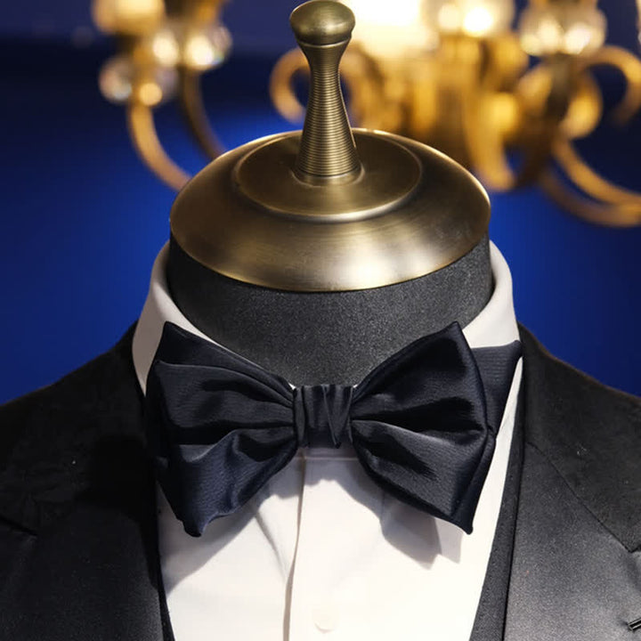 Pajarita de doble capa azul medianoche hecha a mano para caballero