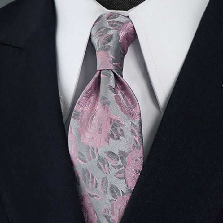 Pajarita para hombre con estampado floral de rosas en gris y rosa