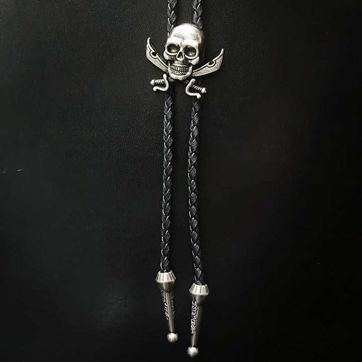 Colgante de plata con forma de calavera y lazo estilo punk