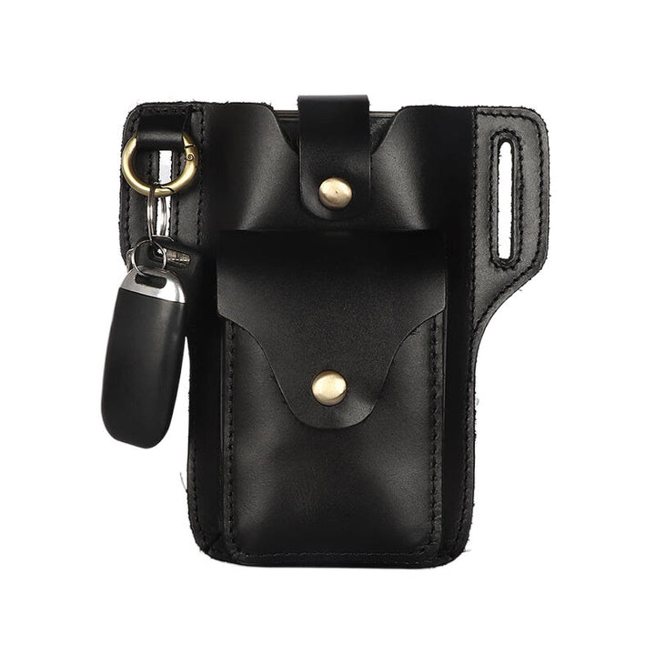 Riñonera de cuero con llavero para teléfono móvil estilo vintage