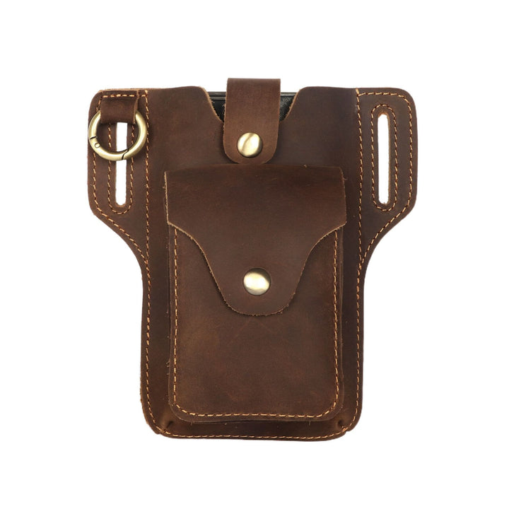 Riñonera de cuero con llavero para teléfono móvil estilo vintage