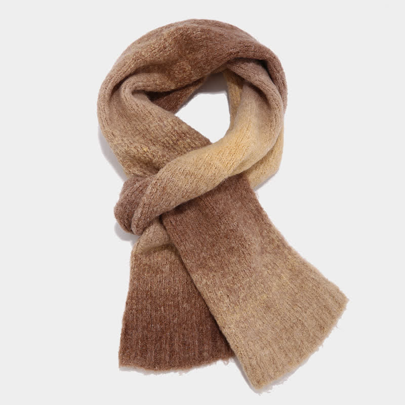 Conjunto de 3 piezas unisex de gorro, bufanda y guantes de punto con bolas de pelo teñido anudado de colores