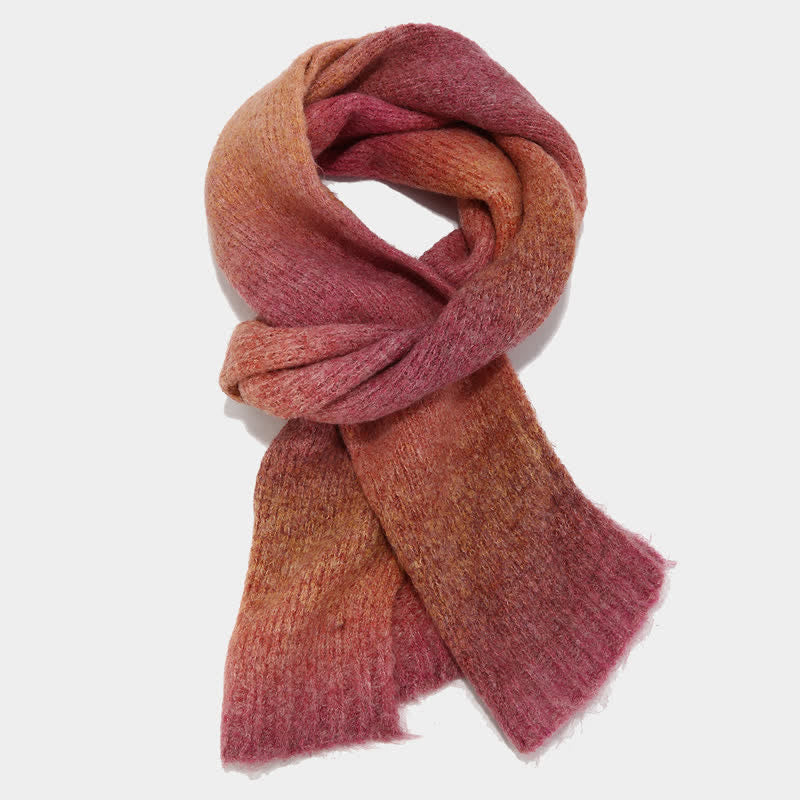 Conjunto de 3 piezas unisex de gorro, bufanda y guantes de punto con bolas de pelo teñido anudado de colores