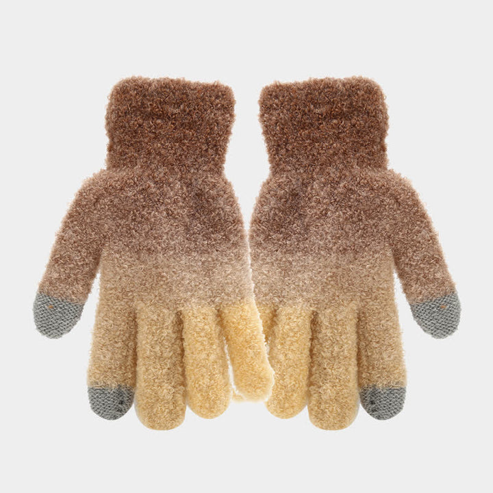 Conjunto de 3 piezas unisex de gorro, bufanda y guantes de punto con bolas de pelo teñido anudado de colores