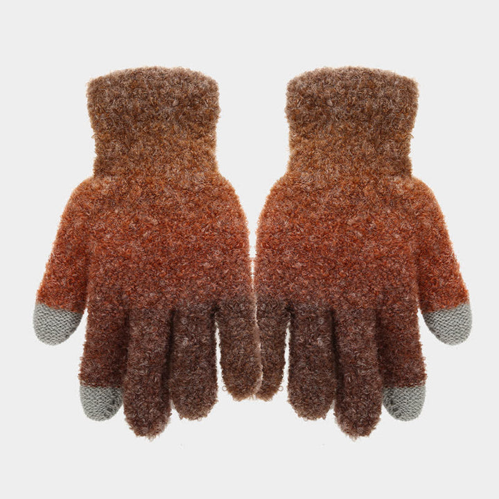 Conjunto de 3 piezas unisex de gorro, bufanda y guantes de punto con bolas de pelo teñido anudado de colores