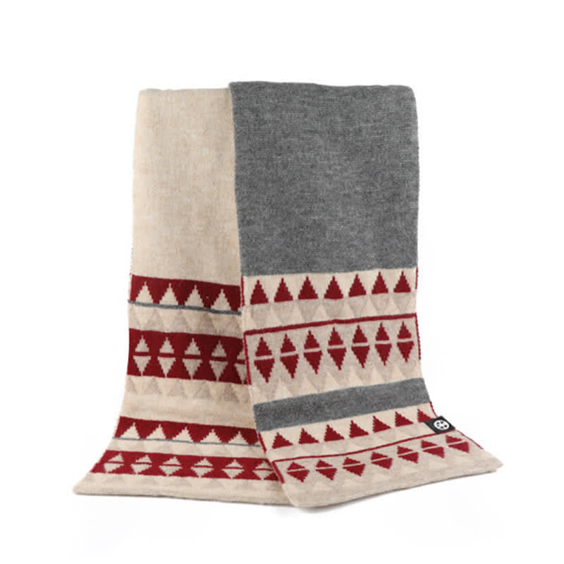 Conjunto de 3 guantes y bufanda de punto con pompón de piel y diseño triangular unisex