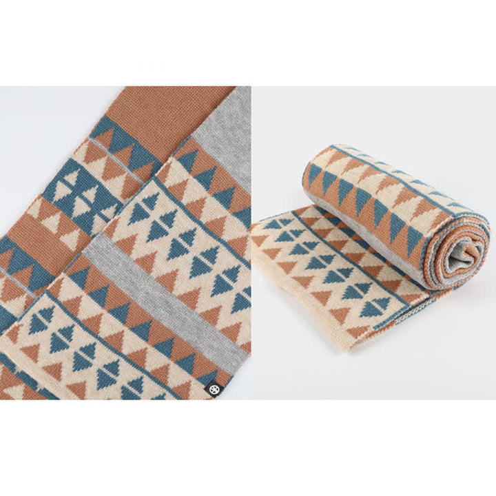 Conjunto de 3 guantes y bufanda de punto con pompón de piel y diseño triangular unisex