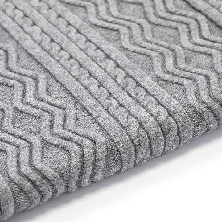 Conjunto de 2 guantes y gorro de punto unisex de color sólido en jacquard