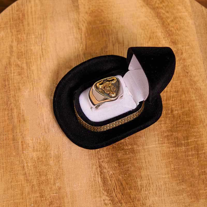 Juego de hebilla de cinturón con colgante de cuerno largo y anillo de toro con cuchillo oculto de póker DIY