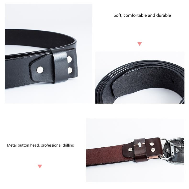 Cinturón de cuero con espada de caballero con serpiente occidental para hombre