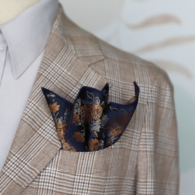 Pañuelo de bolsillo con estampado floral artístico para hombre