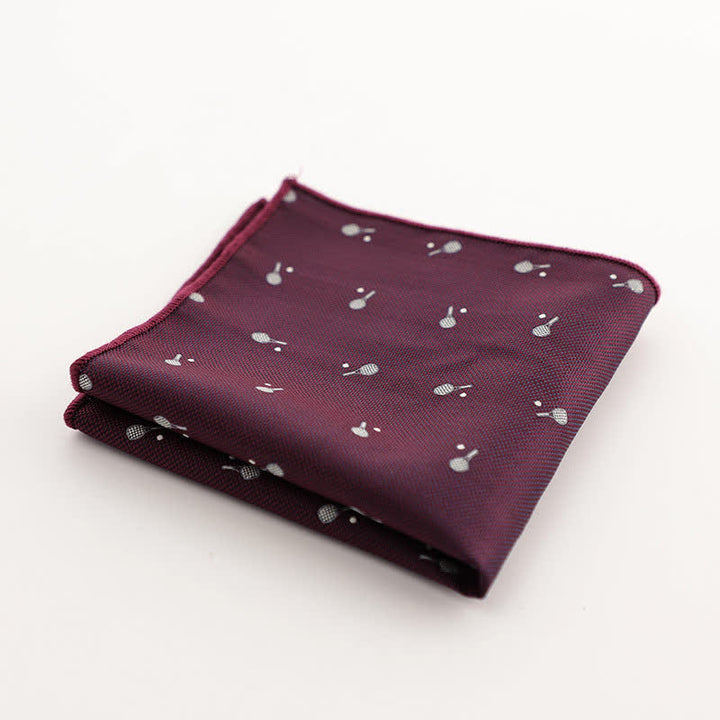 Pañuelo de bolsillo con estampado geométrico a rayas de la serie Burgundy para hombre