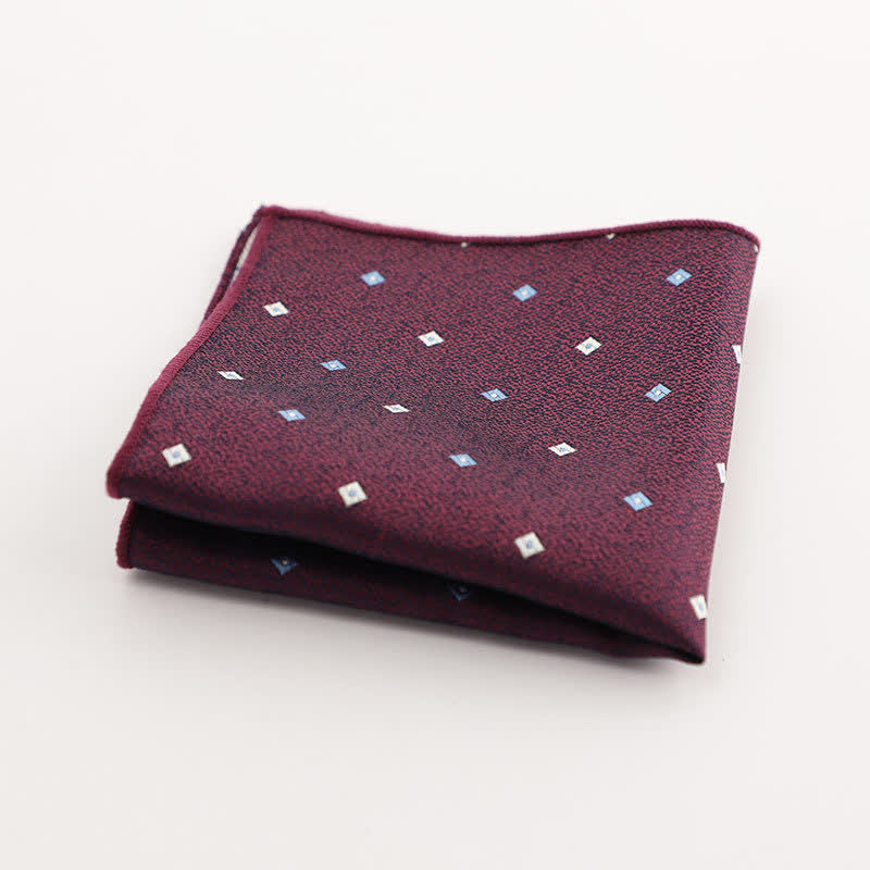 Pañuelo de bolsillo con estampado geométrico a rayas de la serie Burgundy para hombre