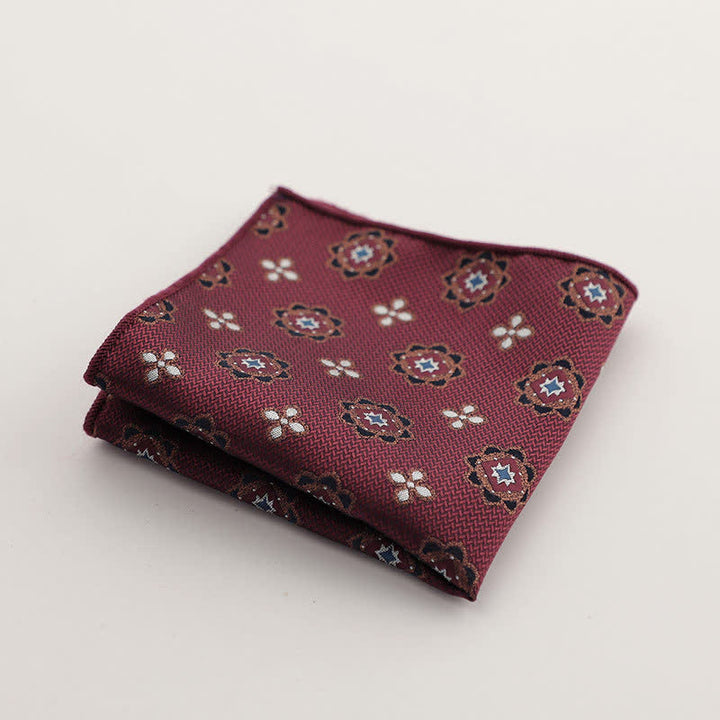 Pañuelo de bolsillo con estampado geométrico a rayas de la serie Burgundy para hombre