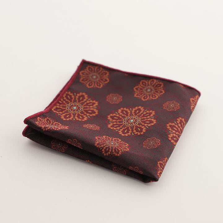 Pañuelo de bolsillo con estampado geométrico a rayas de la serie Burgundy para hombre