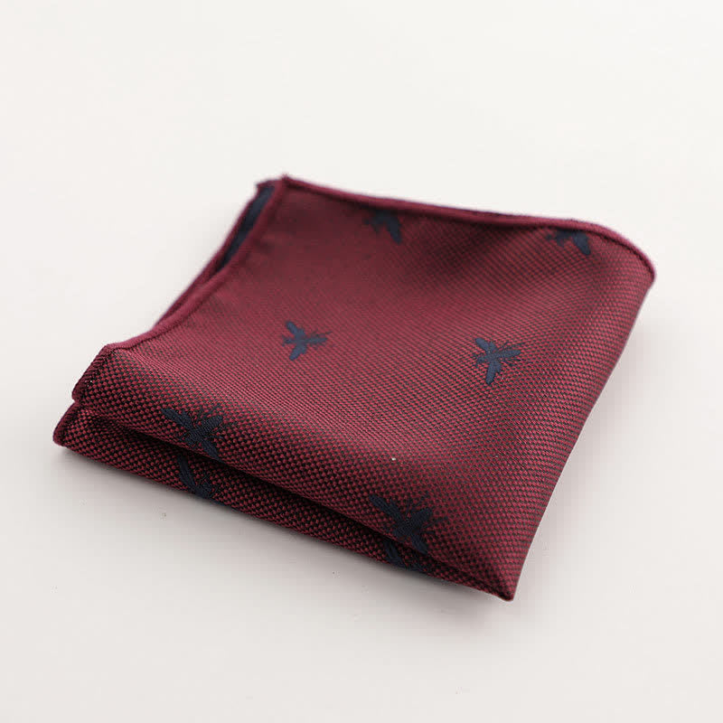 Pañuelo de bolsillo con estampado geométrico a rayas de la serie Burgundy para hombre