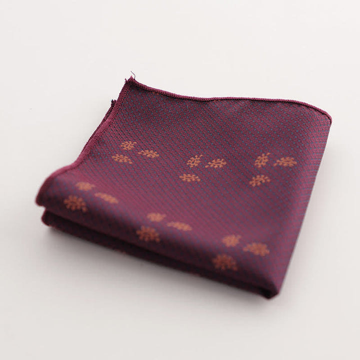 Pañuelo de bolsillo con estampado geométrico a rayas de la serie Burgundy para hombre