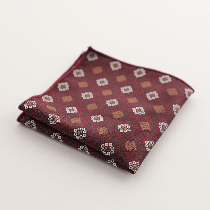 Pañuelo de bolsillo con estampado geométrico a rayas de la serie Burgundy para hombre