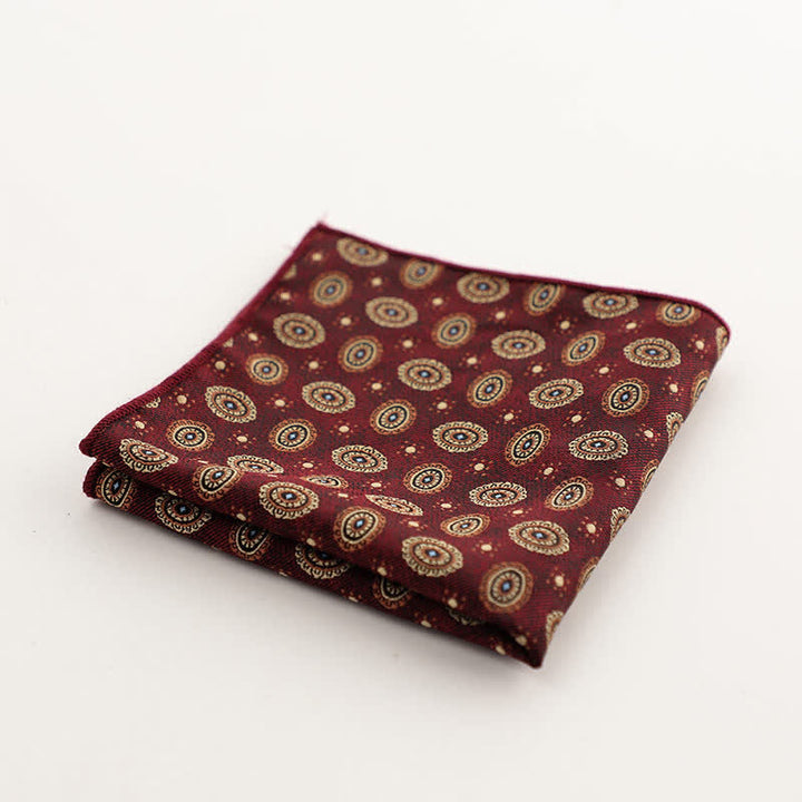 Pañuelo de bolsillo con estampado geométrico a rayas de la serie Burgundy para hombre