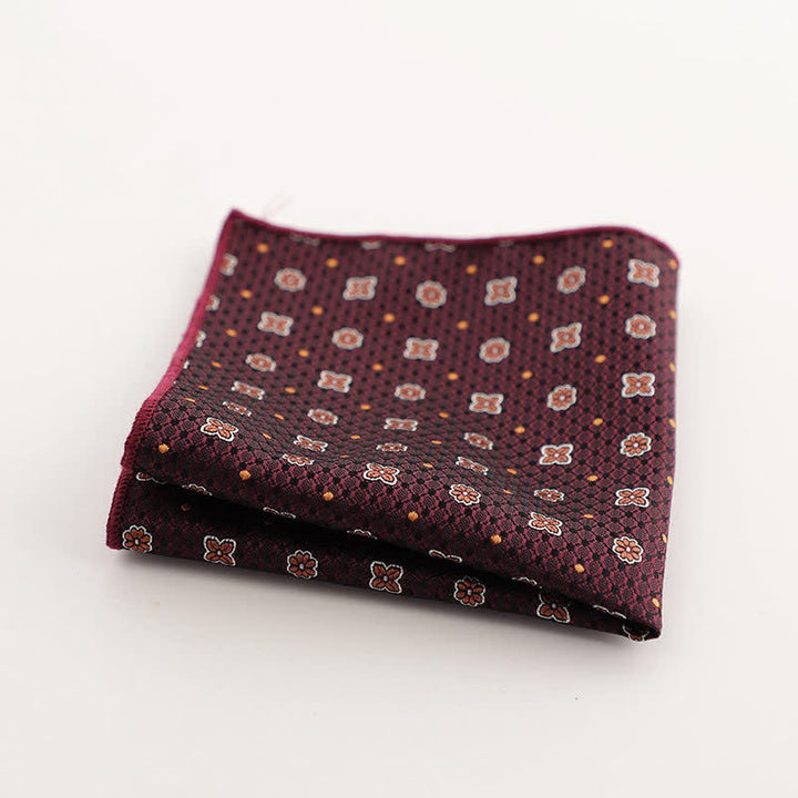 Pañuelo de bolsillo con estampado geométrico a rayas de la serie Burgundy para hombre
