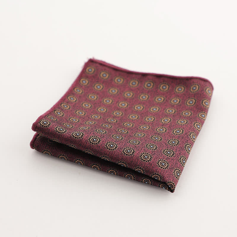 Pañuelo de bolsillo con estampado geométrico a rayas de la serie Burgundy para hombre