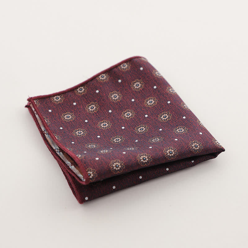 Pañuelo de bolsillo con estampado geométrico a rayas de la serie Burgundy para hombre