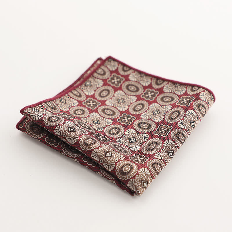Pañuelo de bolsillo con estampado geométrico a rayas de la serie Burgundy para hombre