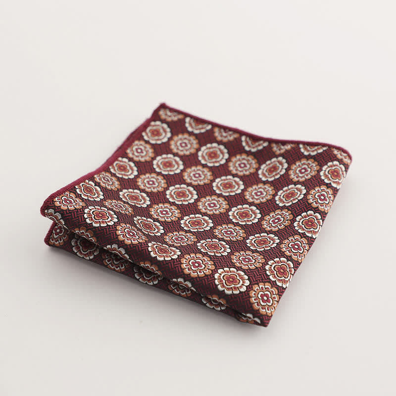 Pañuelo de bolsillo con estampado geométrico a rayas de la serie Burgundy para hombre