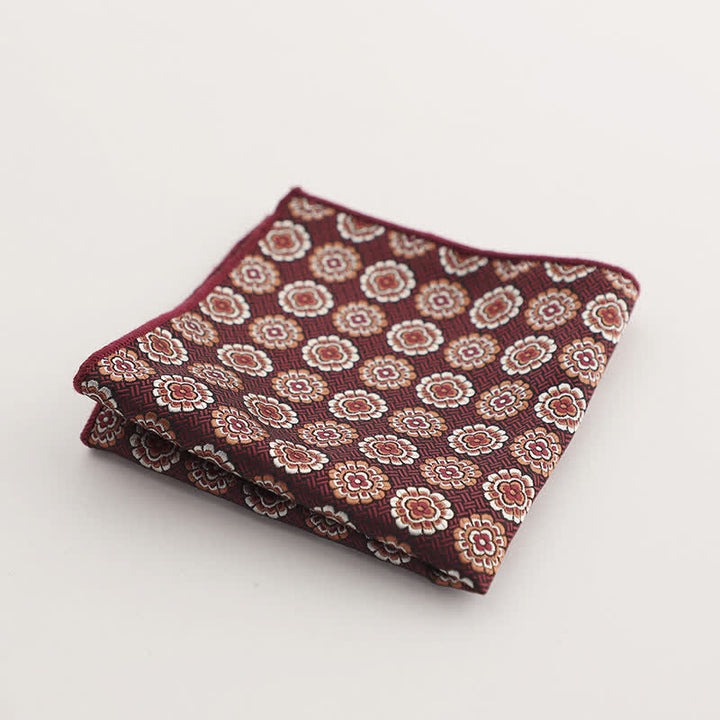 Pañuelo de bolsillo con estampado geométrico a rayas de la serie Burgundy para hombre